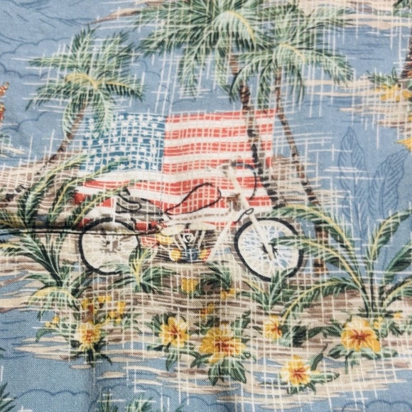 Batik Bay Hawaiian Shirt XXL Button Up Motorcycle Bikini Girl Beach USA Flag - Picture 9 of 11